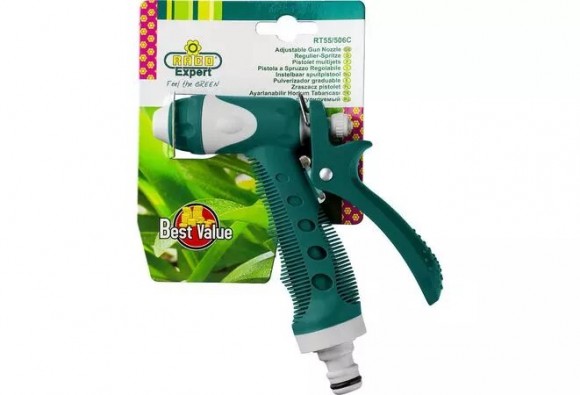 Пистолет-распылитель RACO 506C плавная регулировка, курок сзади, поливочный пластиковый с TPR, 4255-55/506C-30